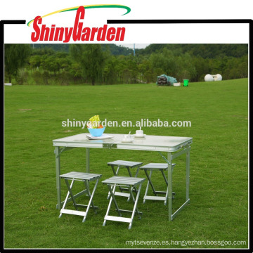 PORTABLE PLEGABLE CAMPING PICNIC CERVEZA MESA Y 4 SILLAS SET